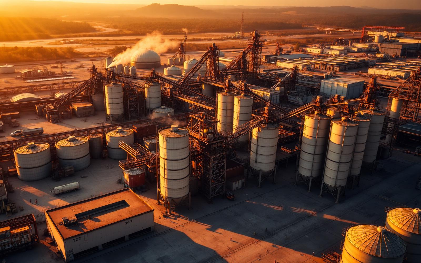 Ashtech industrial facility at golden hour